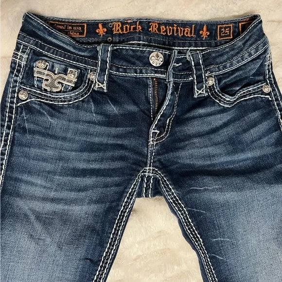 Rock Revival Dark Blue Denim with White Stitching - Picture 5 of 6